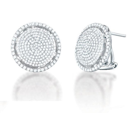 14k White Gold Diamond Pave ''o'' Earring - 1.70ct