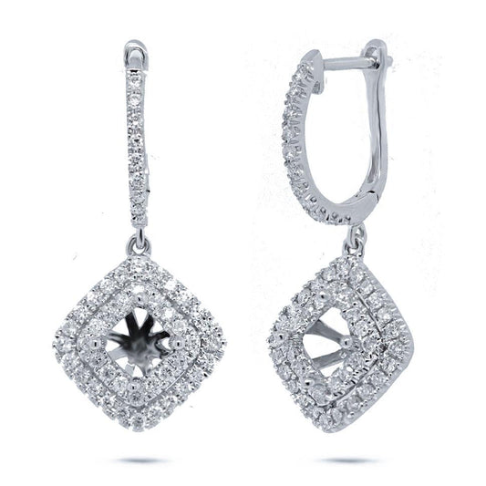 14k White Gold Diamond Semi-mount Earring - 0.55ct