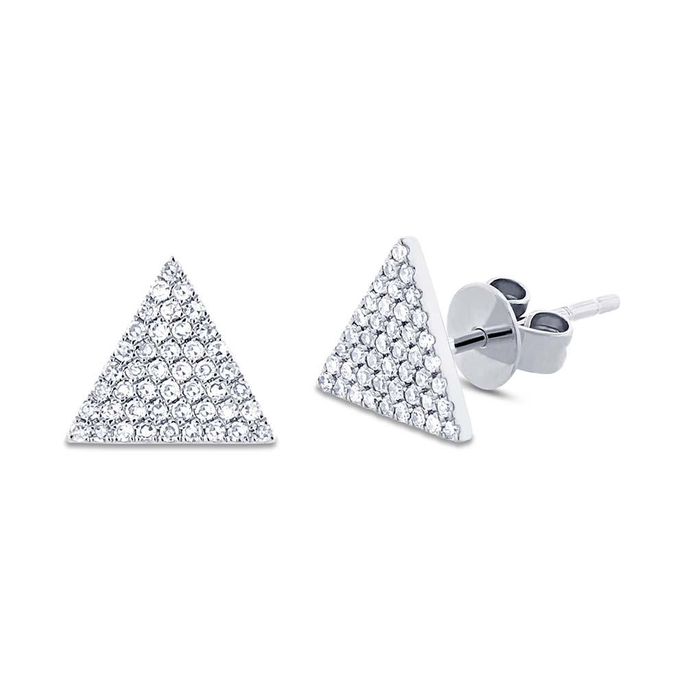 14k White Gold Diamond Pave Triangle Earring - 0.24ct