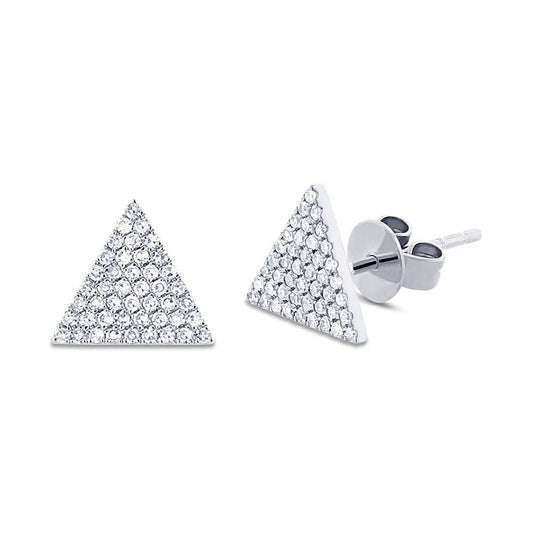 14k White Gold Diamond Pave Triangle Earring - 0.24ct