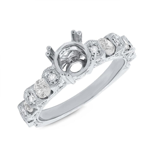 14k White Gold Diamond Semi-mount Ring - 0.83ct