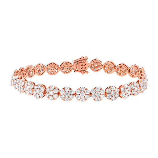 18k Rose Gold Diamond Cluster Lady's Bracelet - 8.26ct