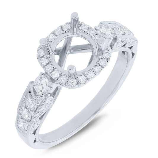 14k White Gold Diamond Semi-mount Ring - 0.55ct