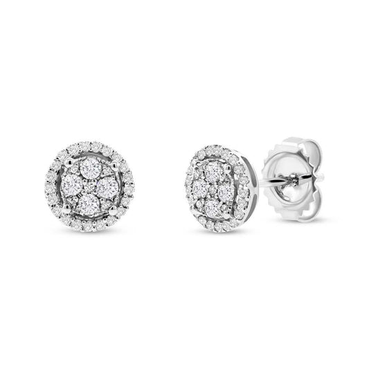 14k White Gold Diamond Cluster Stud Earring - 0.45ct