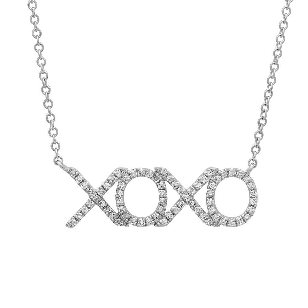 14k White Gold Diamond ''XOXO'' Pendant - 0.19ct