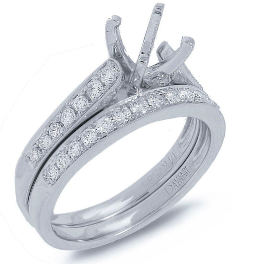 14k White Gold Diamond Semi-mount Ring 2-pc - 0.48ct