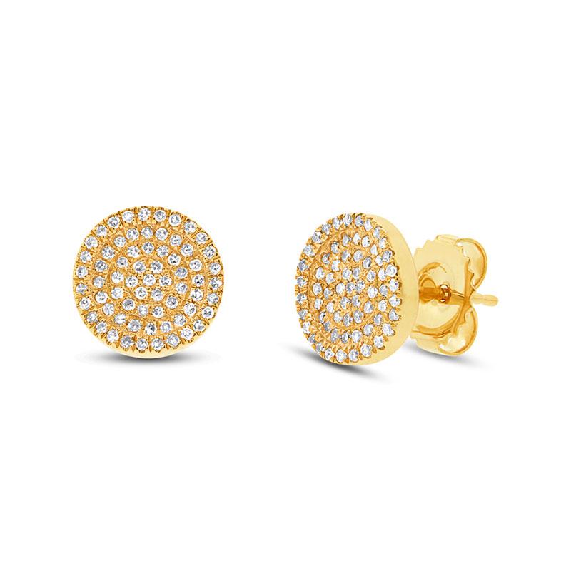 14k Yellow Gold Diamond Pave Circle Earring - 0.31ct