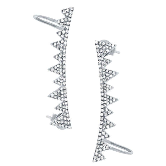 14k White Gold Diamond Ear Crawler Earring