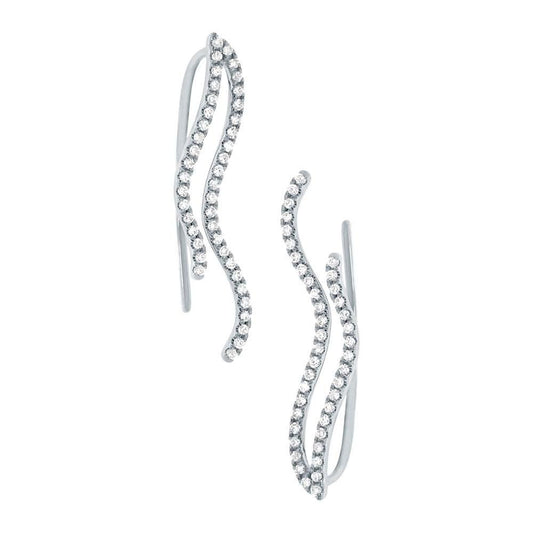 14k White Gold Diamond Ear Crawler Earring