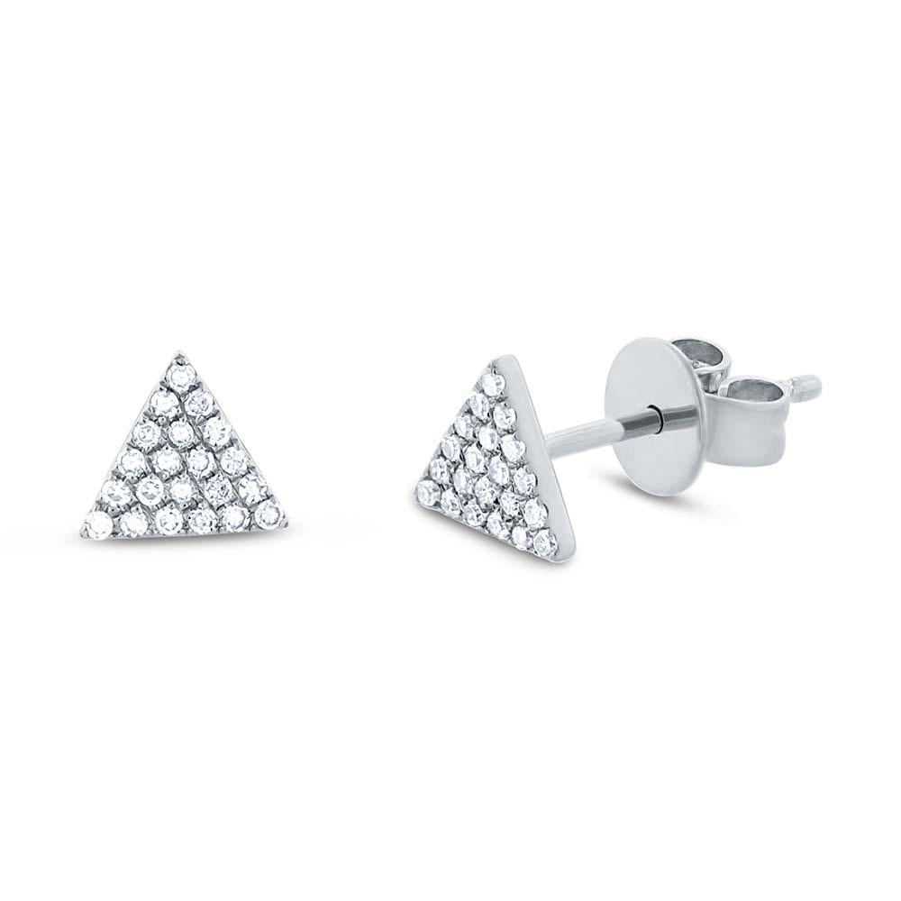 14k White Gold Diamond Pave Triangle Earring - 0.12ct