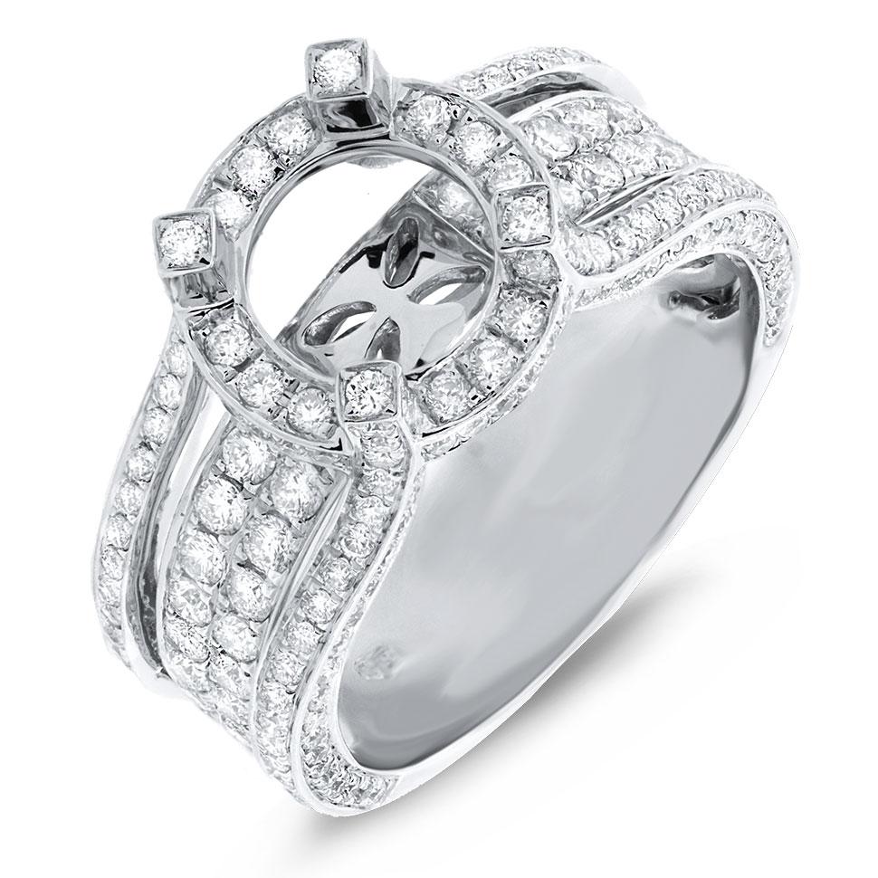 14k White Gold Diamond Semi-mount Ring - 1.57ct