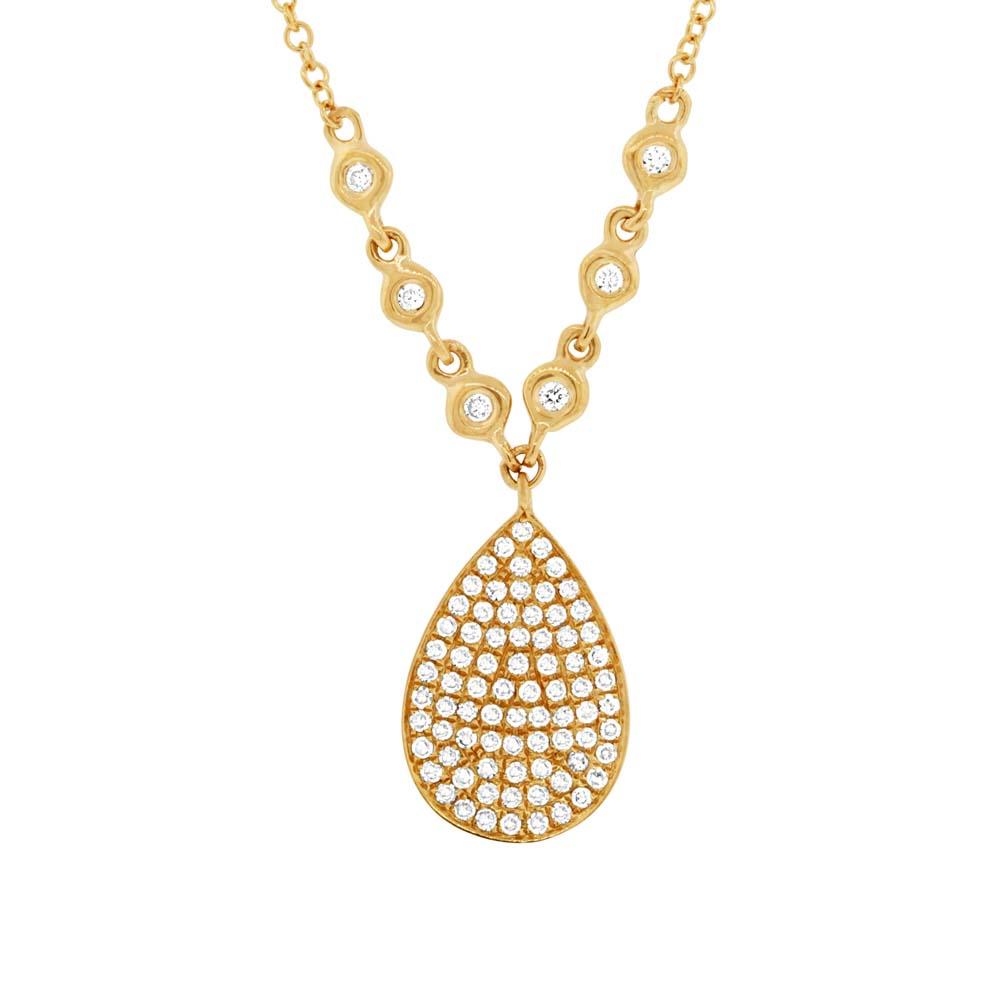 14k Yellow Gold Diamond Pave Necklace - 0.26ct