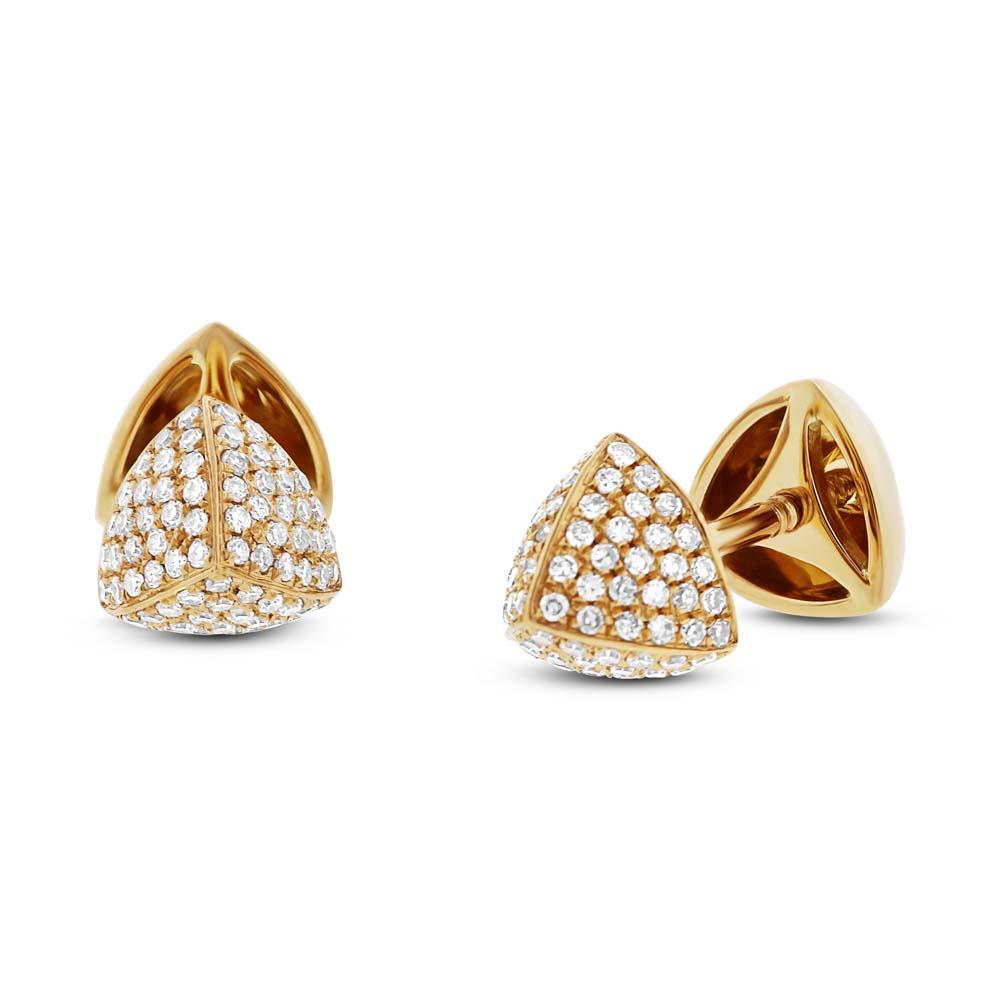 14k Yellow Gold Diamond Pave Pyramid Earring - 0.31ct