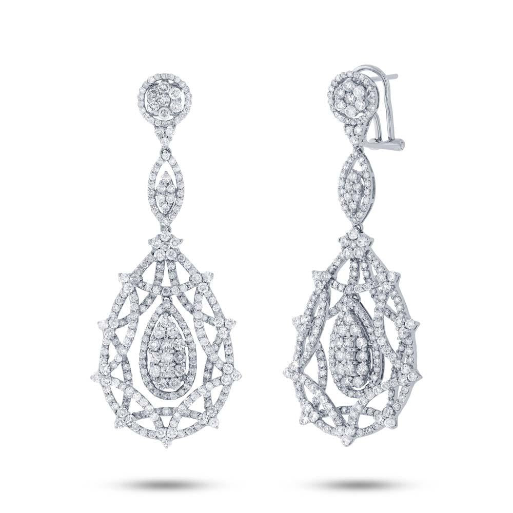 18k White Gold Diamond Earring - 6.01ct