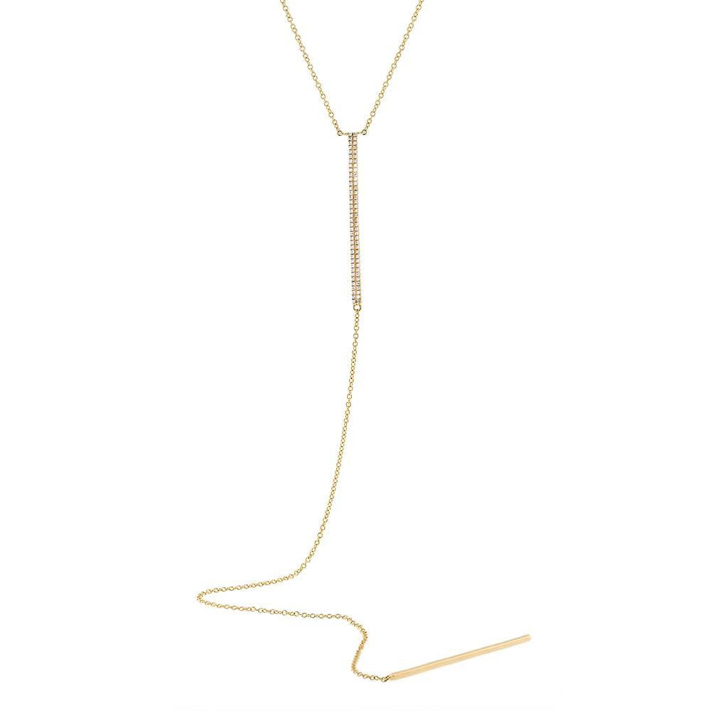 14k Yellow Gold Diamond Pave Lariat Necklace - 0.18ct