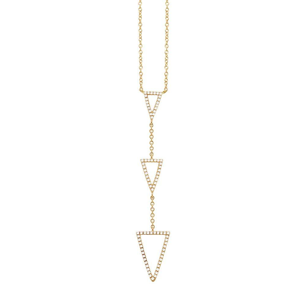14k Yellow Gold Diamond Triangle Lariat Necklace - 0.20ct