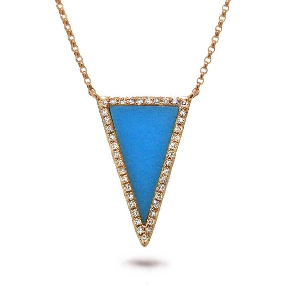 Diamond & 0.70ct Composite Turquoise 14k Rose Gold Necklace