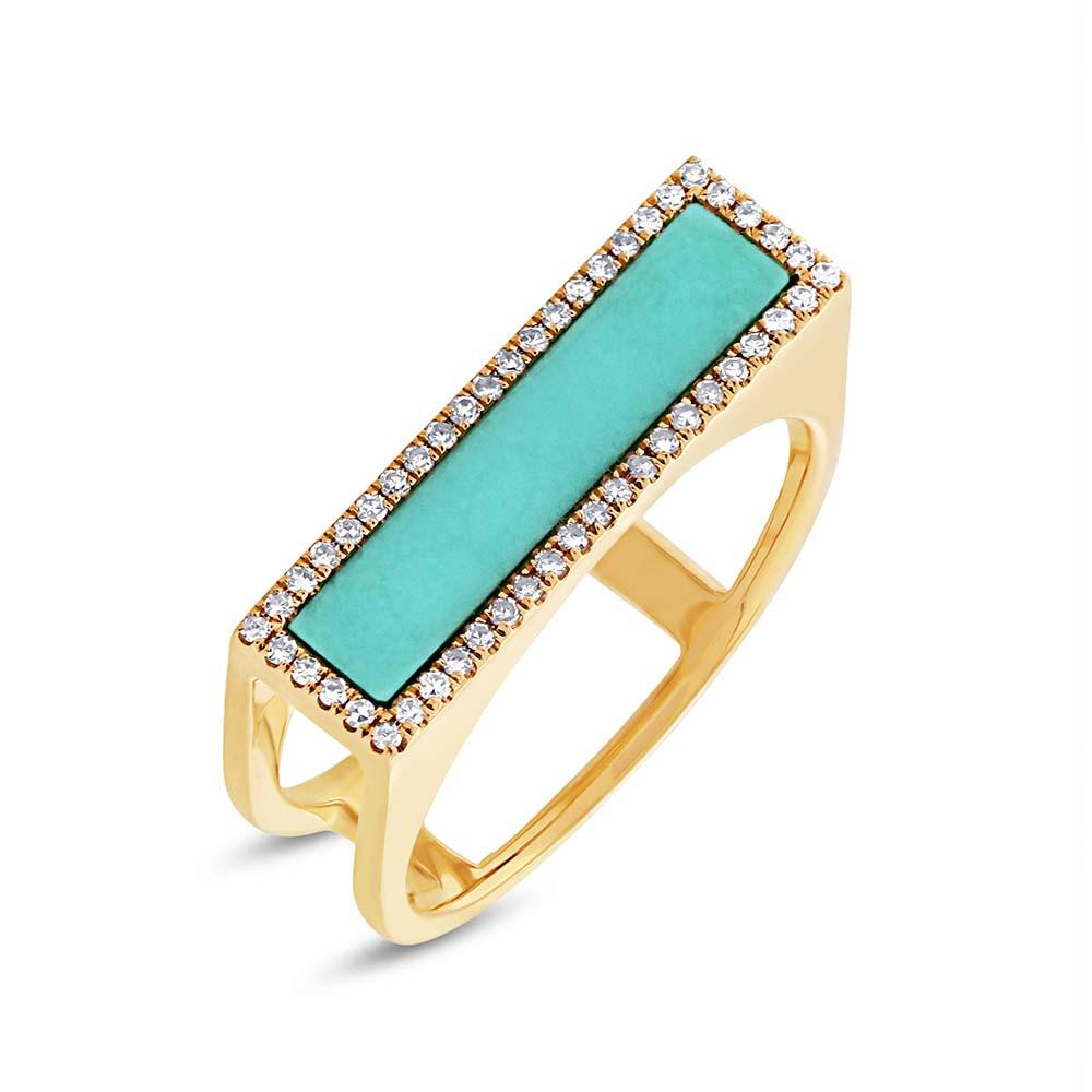 Diamond & 0.97ct Composite Turquoise 14k Yellow Gold Lady's Ring