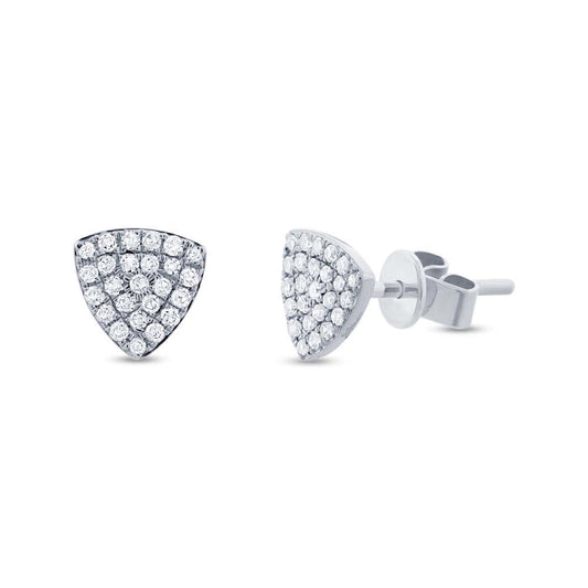 14k White Gold Diamond Pave Stud Earring - 0.18ct