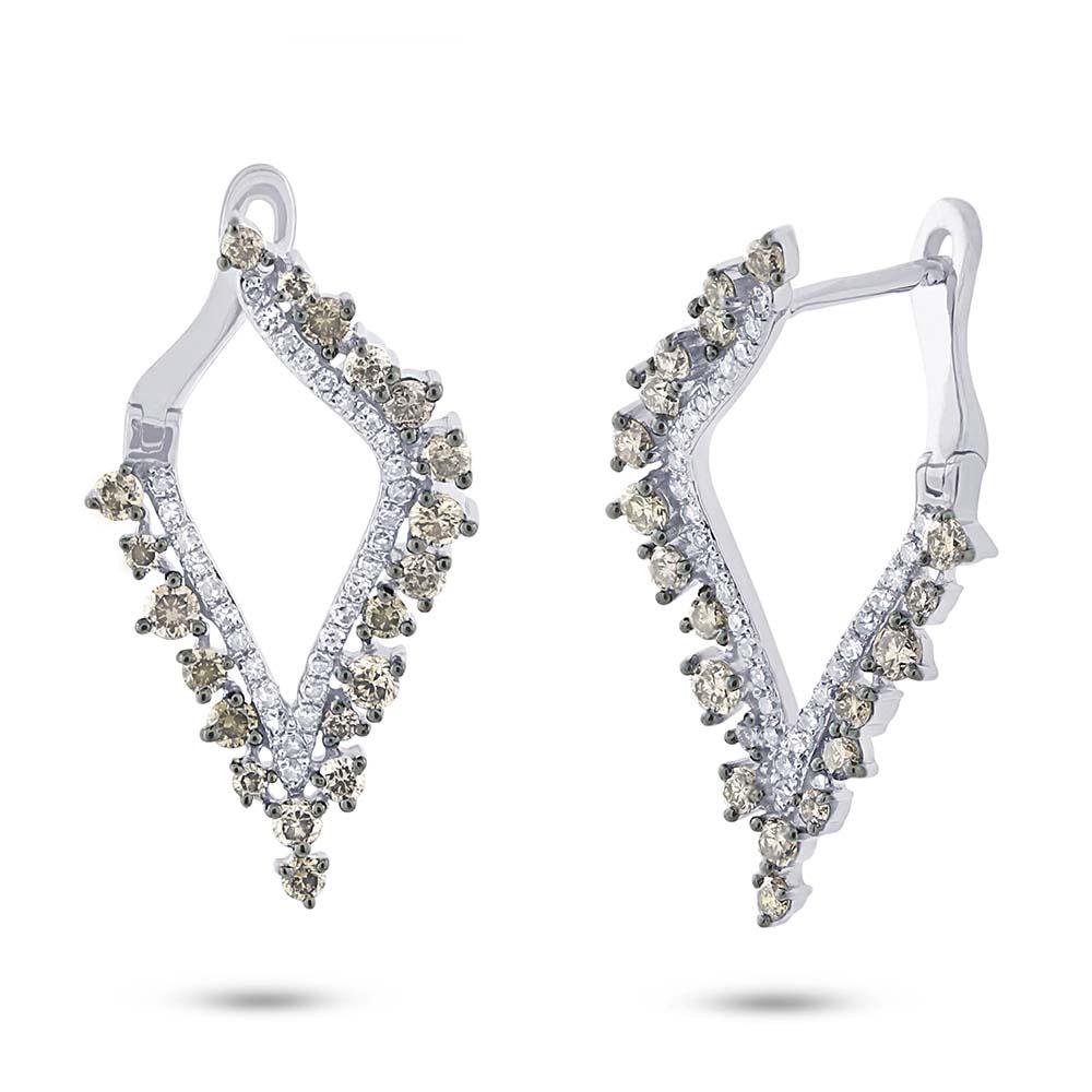 14k White Gold White & Champagne Diamond Earring - 1.20ct