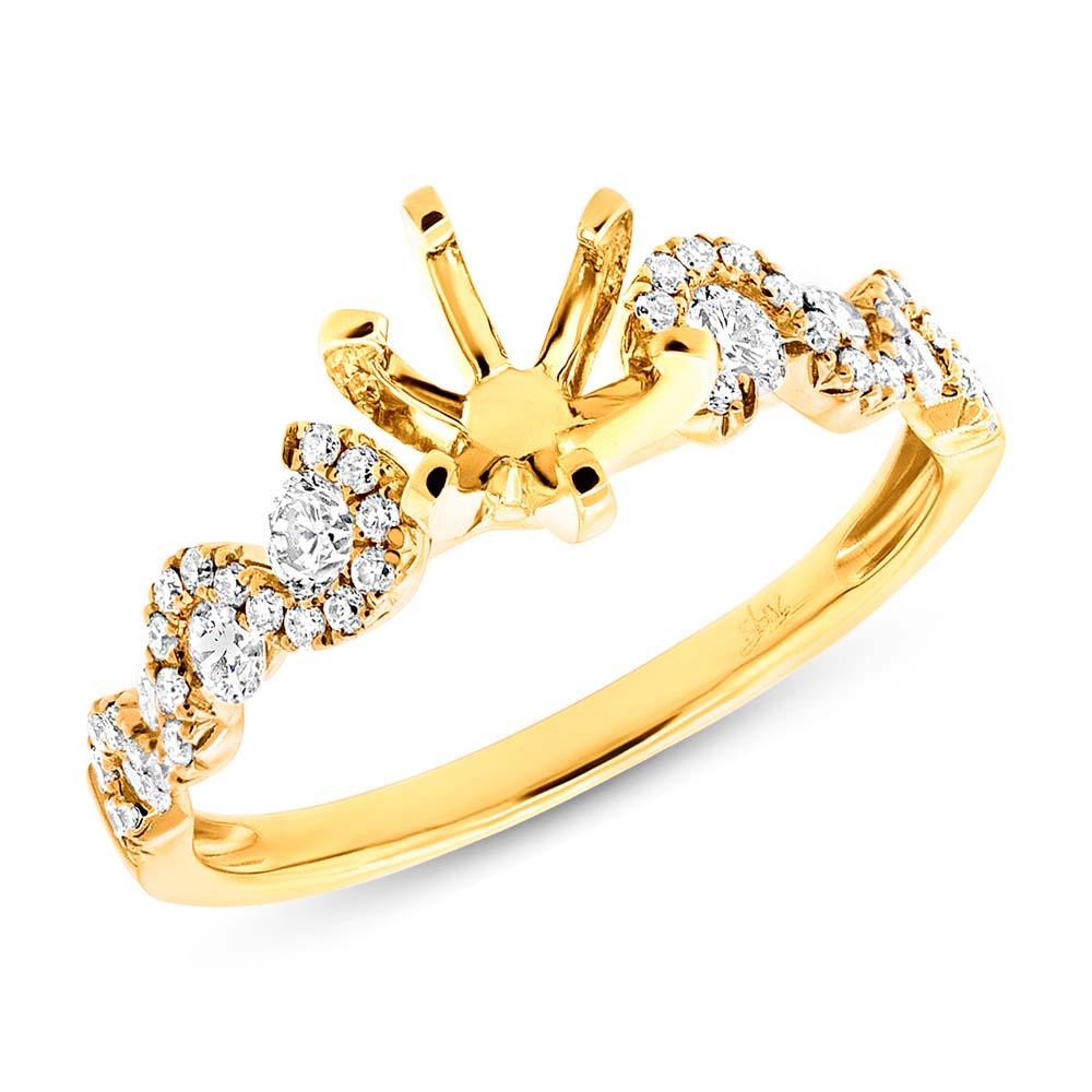 14k Yellow Gold Diamond Semi-mount Ring - 0.54ct