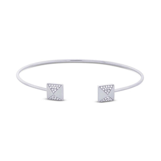 14k White Gold Diamond Pyramid Bangle - 0.25ct