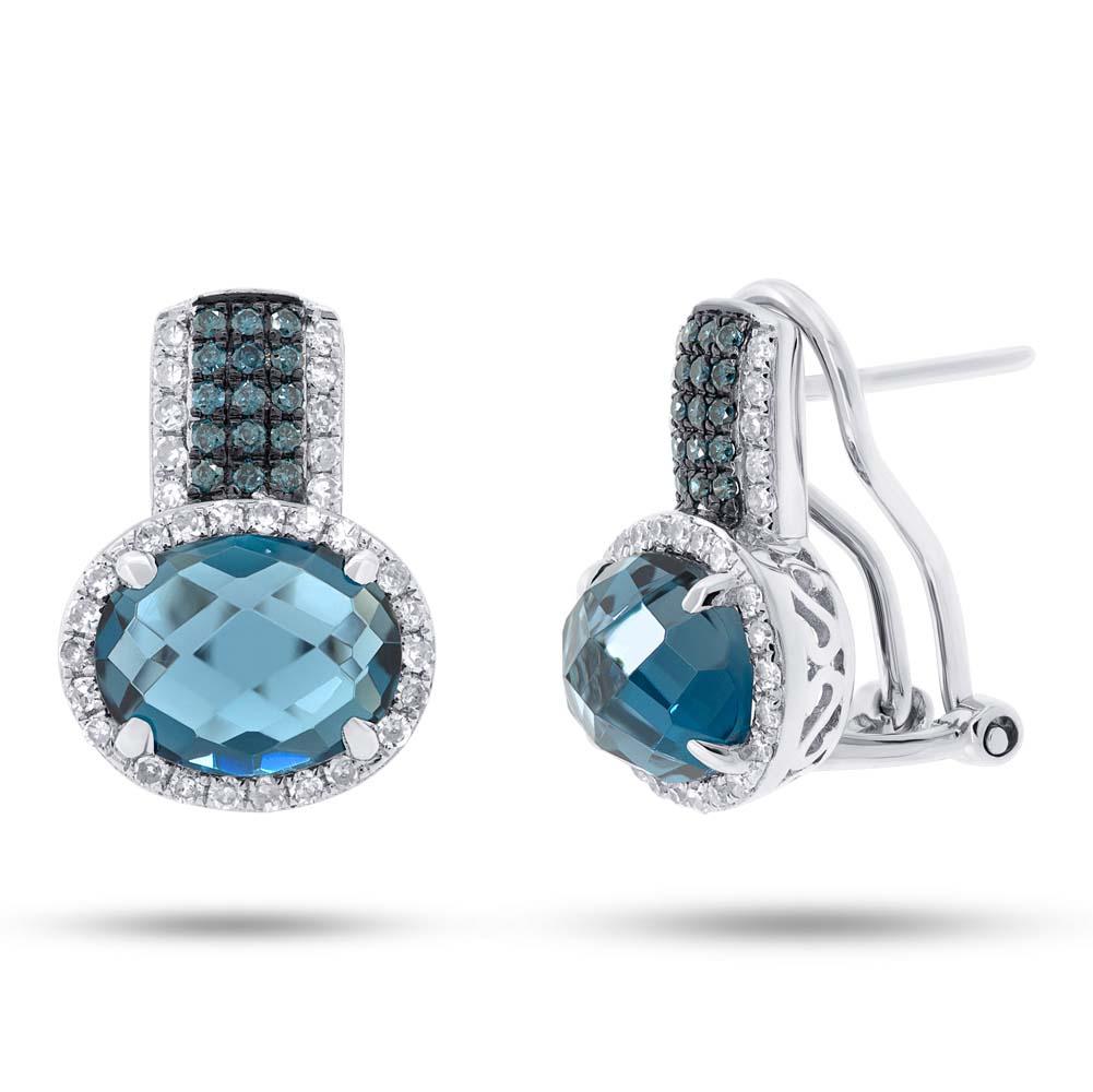 Diamond & 5.04ct London Blue Topaz 14k White Gold Earring - 0.32ct