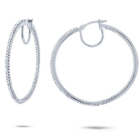 14k White Gold Diamond Hoop Earring - 0.50ct