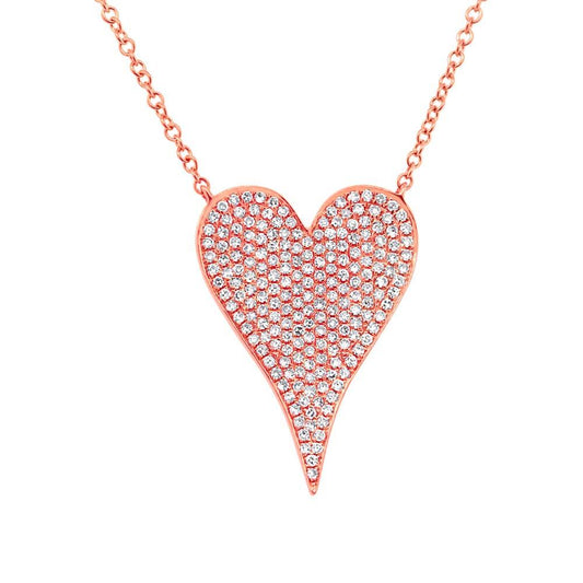 14k Unique Rose Gold Fashionable Diamond Heart Necklace Pendant- 0.43ct V0175