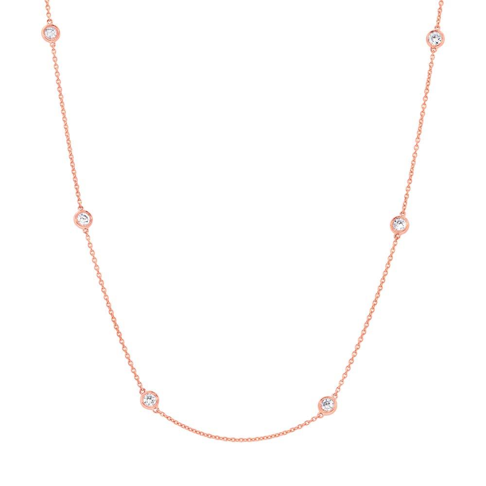 14k Fashionable Rose Gold 18'' Diamonds By The Yard Chain - 1.02ct V0177