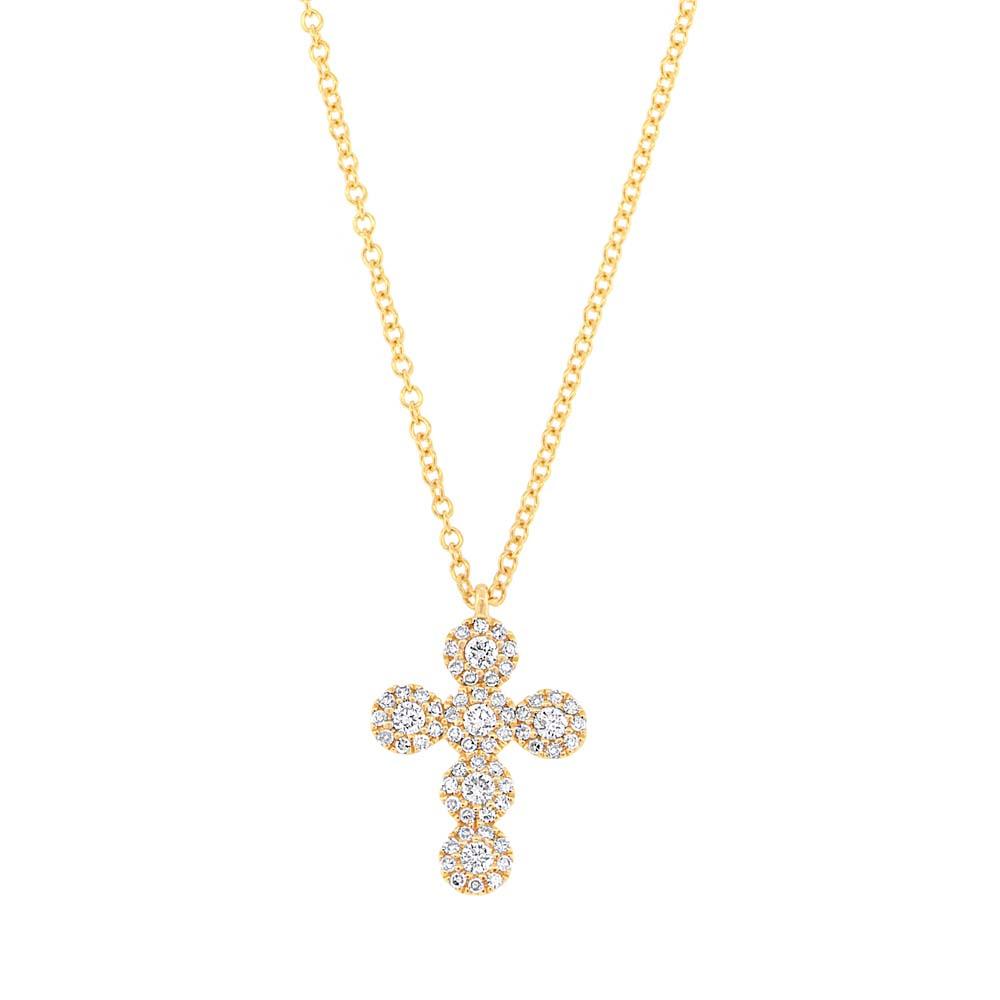 14k Yellow Gold Diamond Cross Necklace - 0.25ct