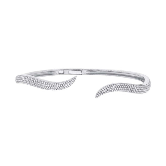 14k White Gold Diamond Pave Bangle - 0.84ct