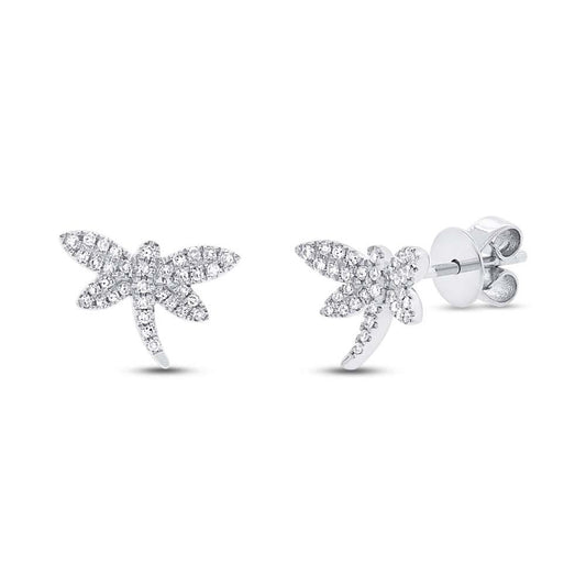 14k White Gold Diamond Dragonfly Earring - 0.17ct