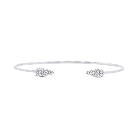 14k White Gold Diamond Bangle - 0.22ct