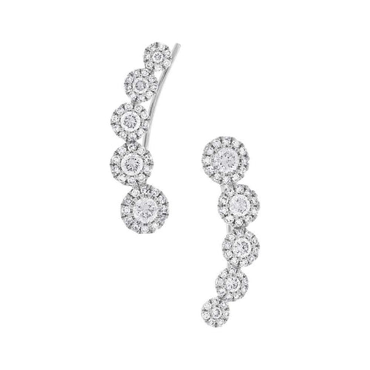 14k White Gold Diamond Ear Crawler Earring