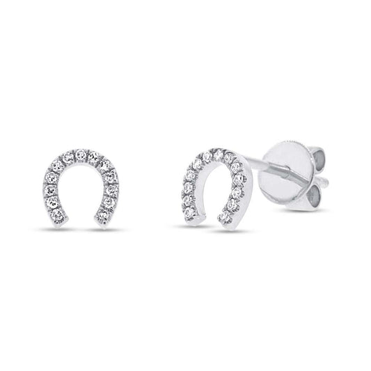 14k White Gold Diamond Horseshoe Earring - 0.06ct