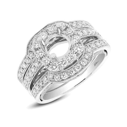 14k White Gold Diamond Semi-mount Ring 2-pc - 0.75ct