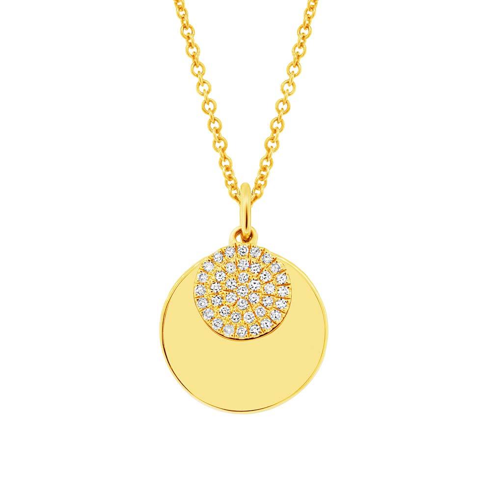 14k Yellow Gold Diamond Circle Pendant
