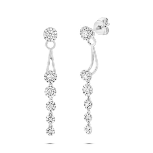 14k White Gold Diamond Ear Jacket Earring