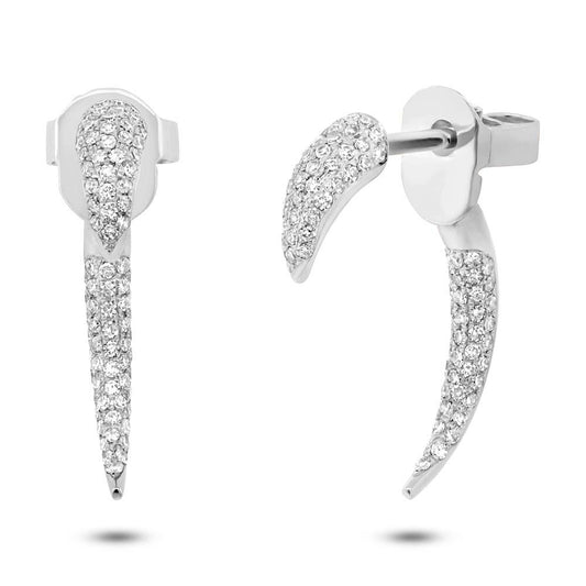 14k White Gold Diamond Ear Jacket Earring