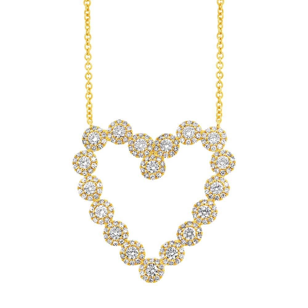 14k Yellow Gold Diamond Heart Necklace - 1.15ct