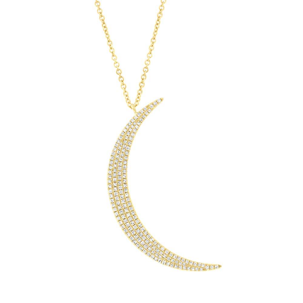 14k Yellow Gold Diamond Crescent Necklace - 0.44ct