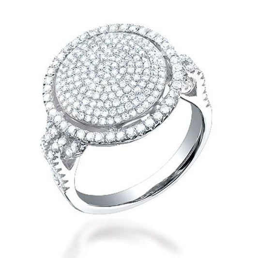 14k White Gold Diamond Pave ''O'' Ring - 1.10ct