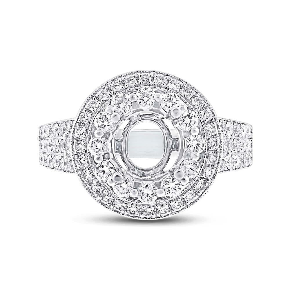 18k White Gold Diamond Semi-mount Ring Size 6.5 - 1.14ct