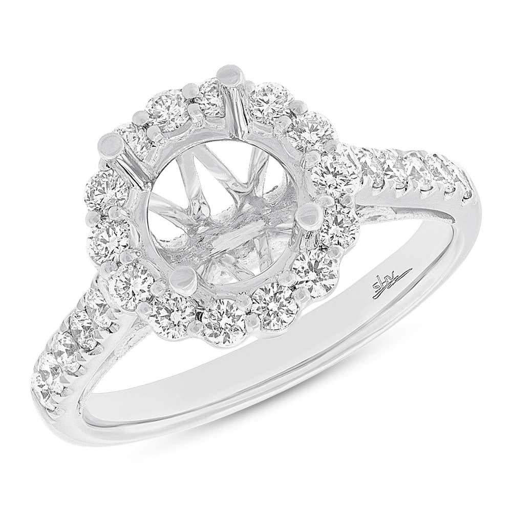 18k White Rose Gold Diamond Semi-mount Ring for 2.00ct Center Size 6.5 - 0.74ct