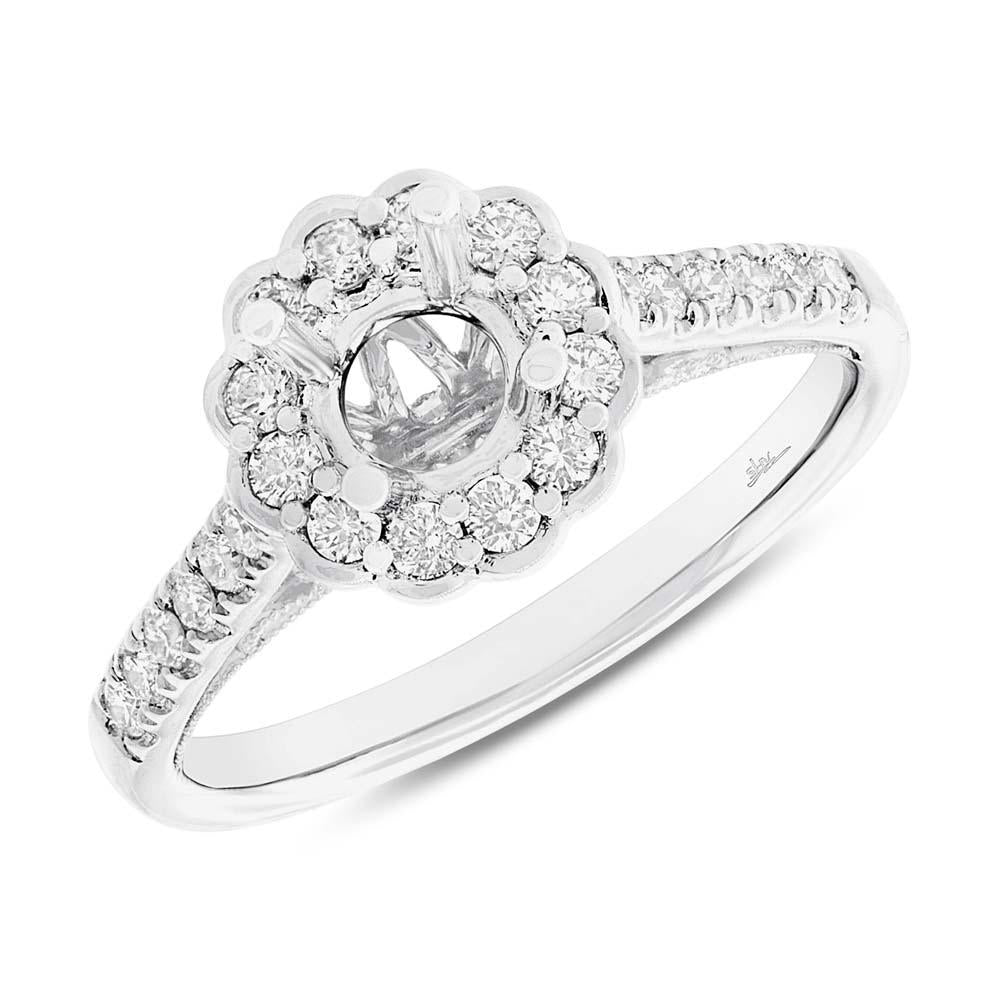 18k White Gold Diamond Semi-mount Ring for 0.50ct Center Size 6 - 0.39ct