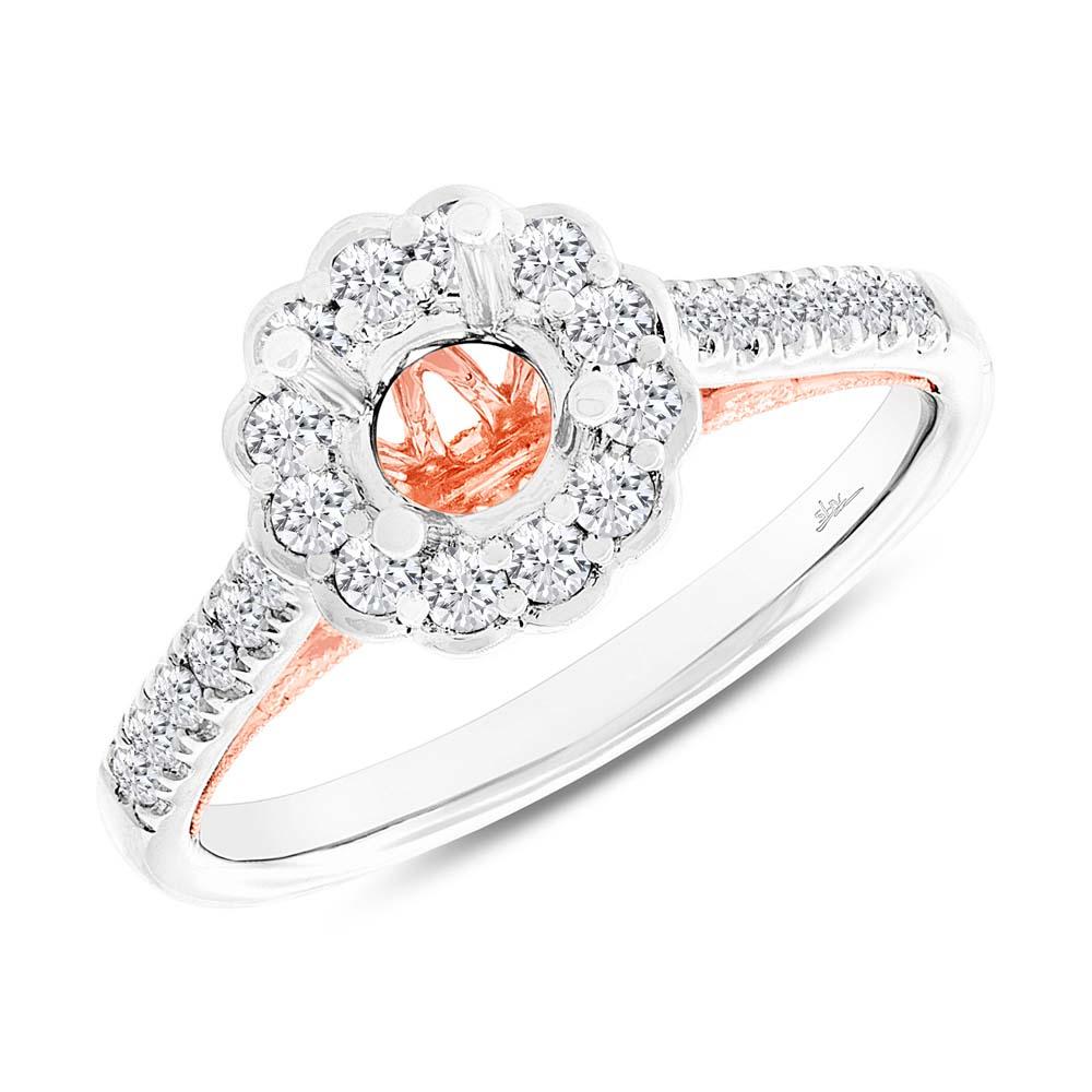 18k Two-tone Rose Gold Diamond Semi-mount Ring for 0.50ct Center Size 6.5 - 0.39ct