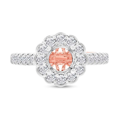 18k Two-tone Rose Gold Diamond Semi-mount Ring for 1.00ct Center Size 6.5 - 0.75ct