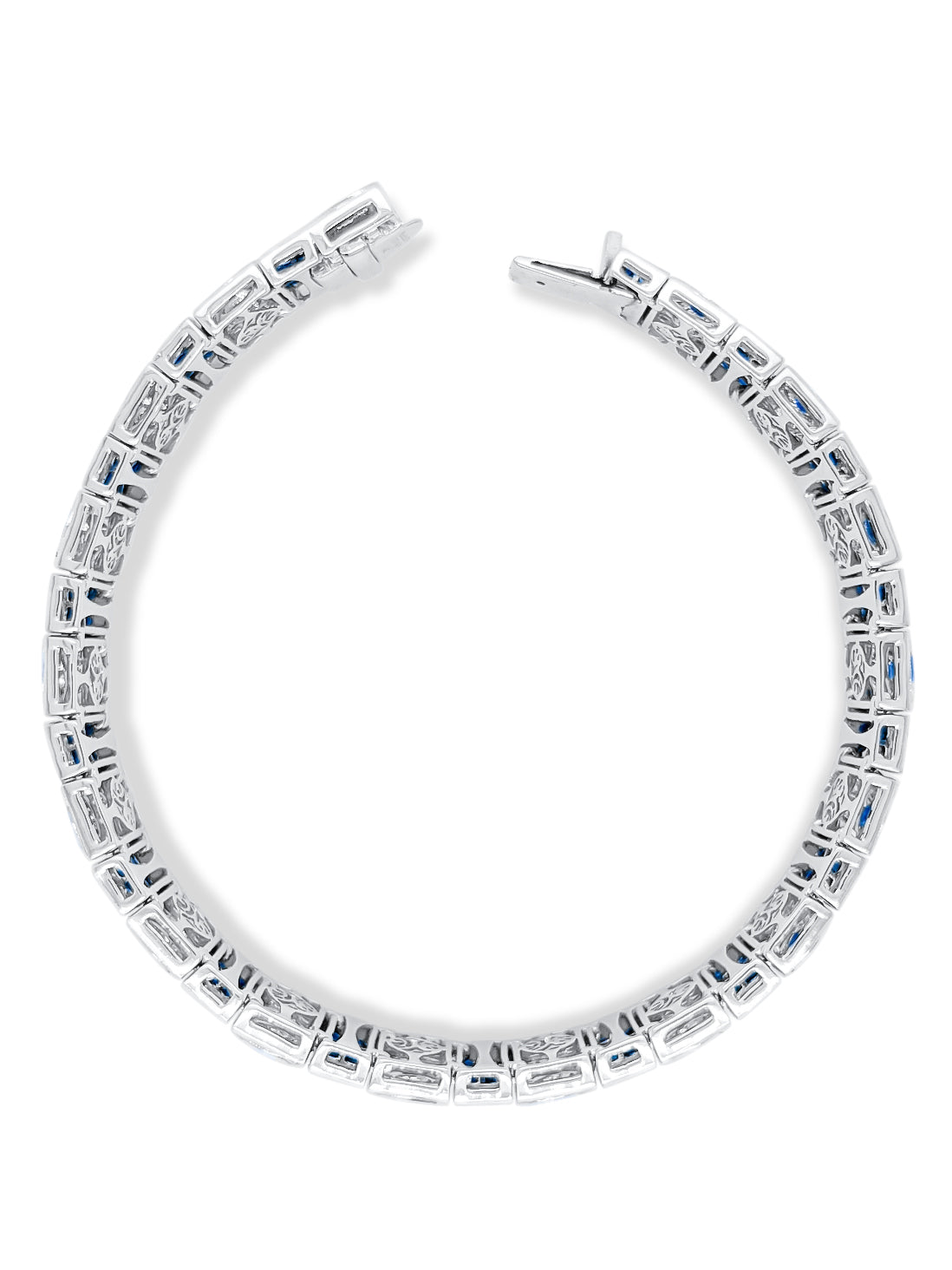 14k White Gold Diamond Bracelet with Sapphire