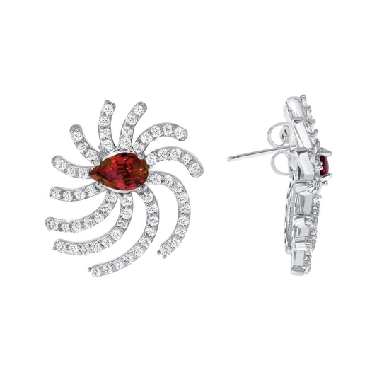 Real White Gold Gorgeous Ruby & Diamond Earrings